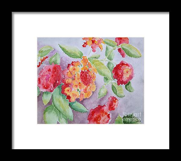 Garden Framed Print featuring the painting Lantana by Marilyn Zalatan