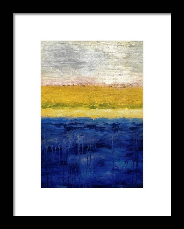 Oceanside Framed Print featuring the painting Lapis and Gold get Married by Michelle Calkins