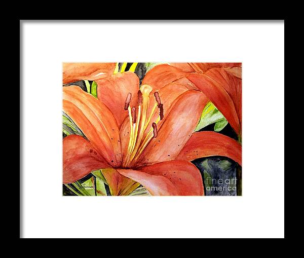 Lilies Framed Print featuring the painting Large Orange Lily by Carol Grimes