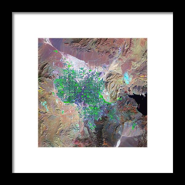 Geography Framed Print featuring the photograph Las Vegas by Mda Information Systems/science Photo Library