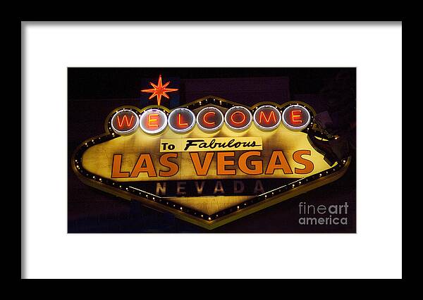 Welcome Framed Print featuring the photograph Las Vegas Neon 11 by Bob Christopher