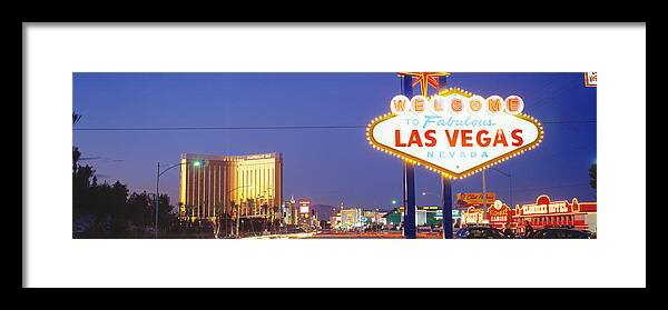 Photography Framed Print featuring the photograph Las Vegas Sign, Las Vegas Nevada, Usa by Panoramic Images