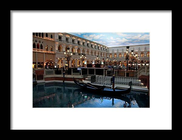 Artificial Framed Print featuring the photograph Las Vegas Venitian Hotel Interior by Mitch Diamond