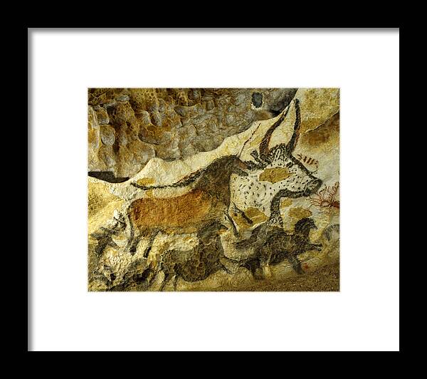 Lascaux Framed Print featuring the painting Lascaux Cave Painting by Jean Paul Ferrero and Jean Michel Labat