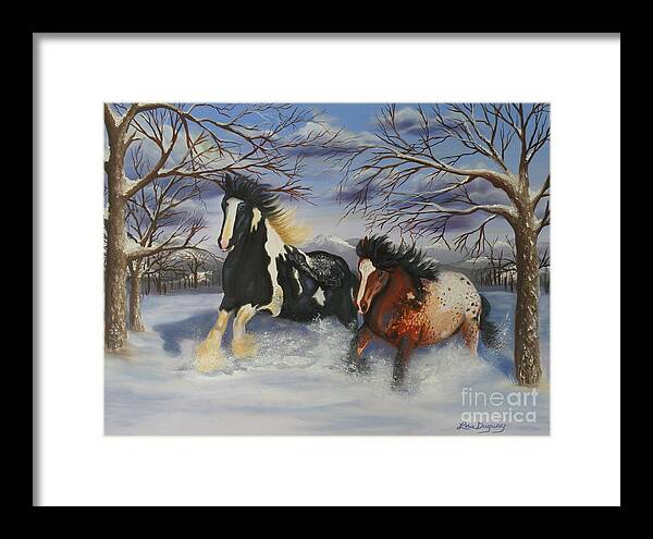 Horses Framed Print featuring the painting Lasse and Spookie by Lora Duguay
