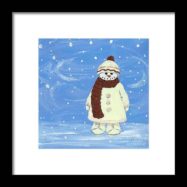 Snowman Framed Print featuring the painting Last Decoration Snowman by Lynn Babineau