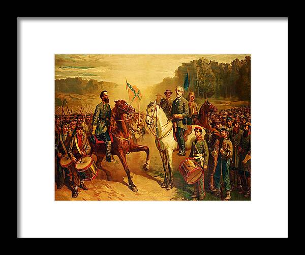 The Last Meeting Between Gen. Lee And Jackson Lithograph By J.g. Fay (1877) Framed Print featuring the painting Last Meeting Of Lee And Jackson by MotionAge Designs