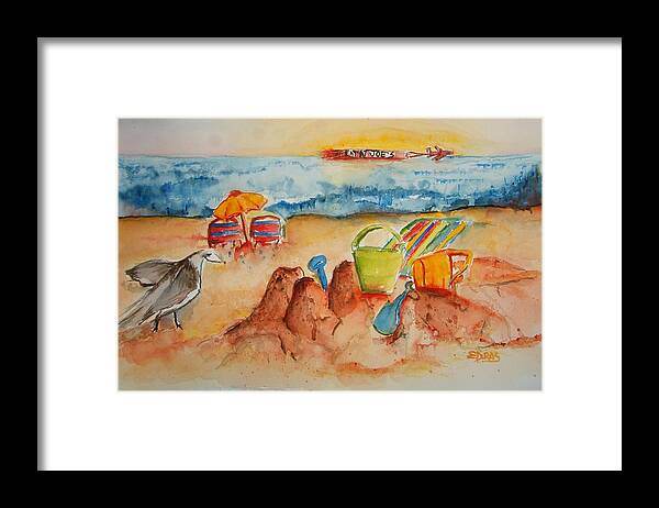 Jersey Shore Framed Print featuring the painting Late Afternoon Beach by Elaine Duras