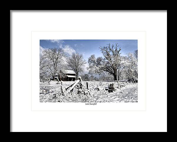 Homeplace Framed Print featuring the photograph Late Snowfall by Terry Spencer