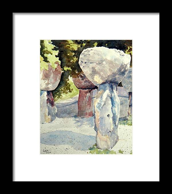 Landscape Framed Print featuring the painting Latte Stone by Lisa Pope