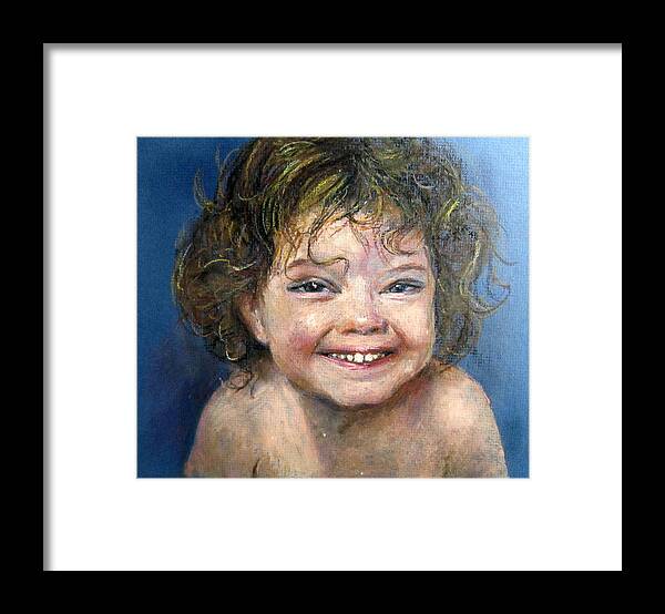 Laugh Framed Print featuring the painting Giggle by Jieming Wang