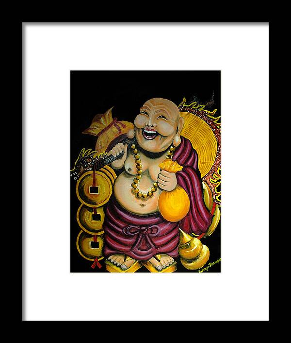 Laughing Buddha Framed Print featuring the painting Laughing Buddha for Prosperity by Saranya Haridasan