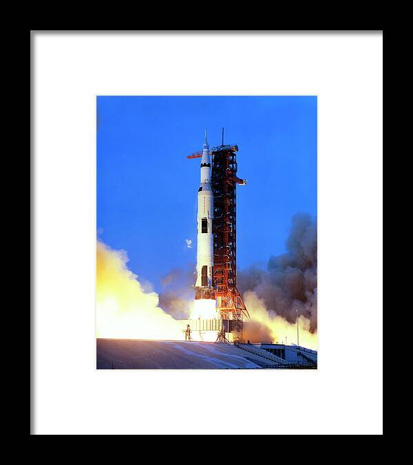 Apollo16 Framed Print featuring the photograph Launch Of Apollo 13 Atop A Saturn V Rocket by Nasa/science Photo Library