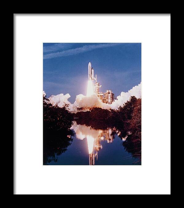 Space Shuttle Columbia Framed Print featuring the photograph Launch Of First Space Shuttle Sts-1 by Nasa/science Photo Library