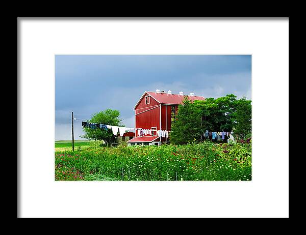 Laundry Framed Print featuring the photograph Laundry Day on the Farm by Bill Cannon