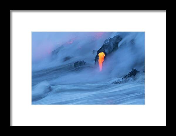 Cool Attitude Framed Print featuring the photograph Lava Ocean Entry by Justinreznick