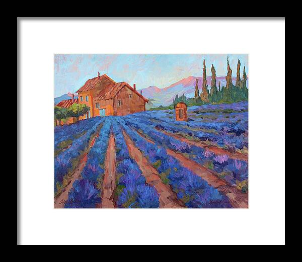 Lavender Field Framed Print featuring the painting Lavender Field Provence by Diane McClary