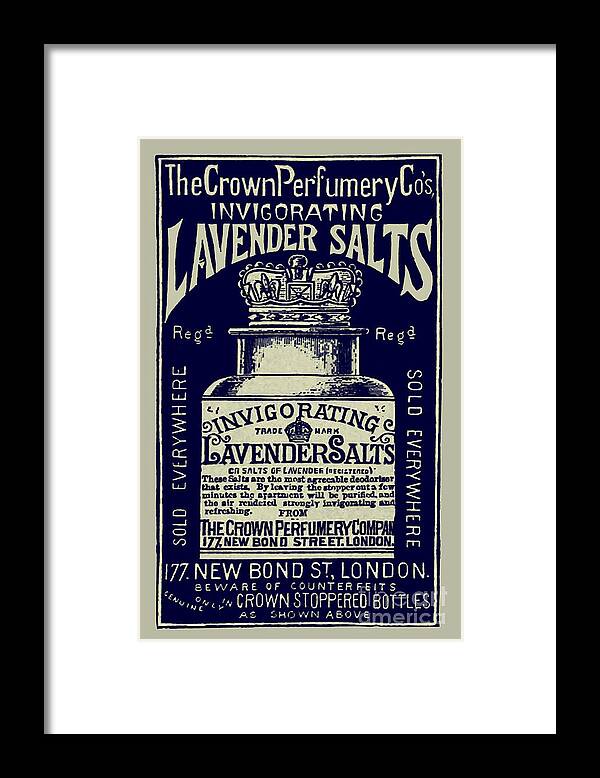 Advertisement Framed Print featuring the photograph Lavender Salts Ad 1893 by Phil Cardamone