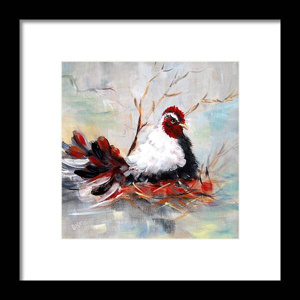 Hen Framed Print featuring the painting Laying Eggs by Dorothy Maier