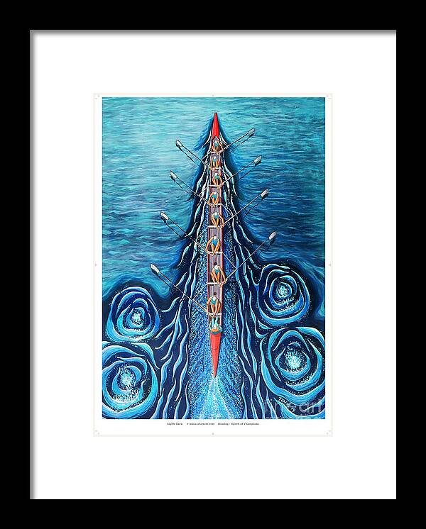 Modern Framed Print featuring the painting Blue Eight by o4rsom. Rowing Sport of Champions by Tonia Williams