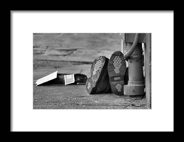 Beggar Framed Print featuring the photograph Lazy Beggar in Black and White by Nadalyn Larsen