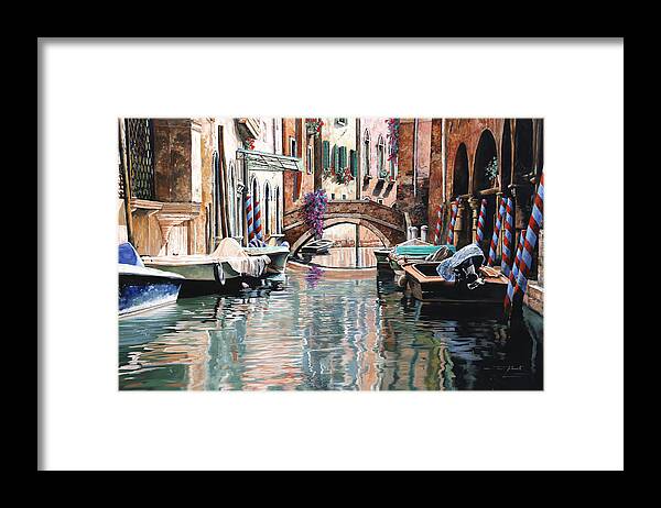 Docks Framed Print featuring the painting Le Barche E I Pali Colorati by Guido Borelli