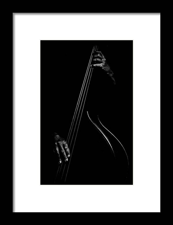 Dark Framed Print featuring the photograph Le Contrebassiste by Strugala Didier