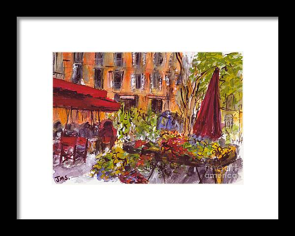 Painting Framed Print featuring the painting Le Marche Aix en Provence by Jackie Sherwood