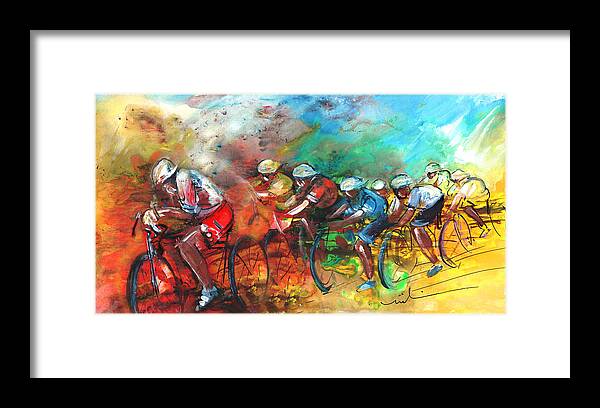 Sports Framed Print featuring the painting Le Tour De France Madness 05 by Miki De Goodaboom