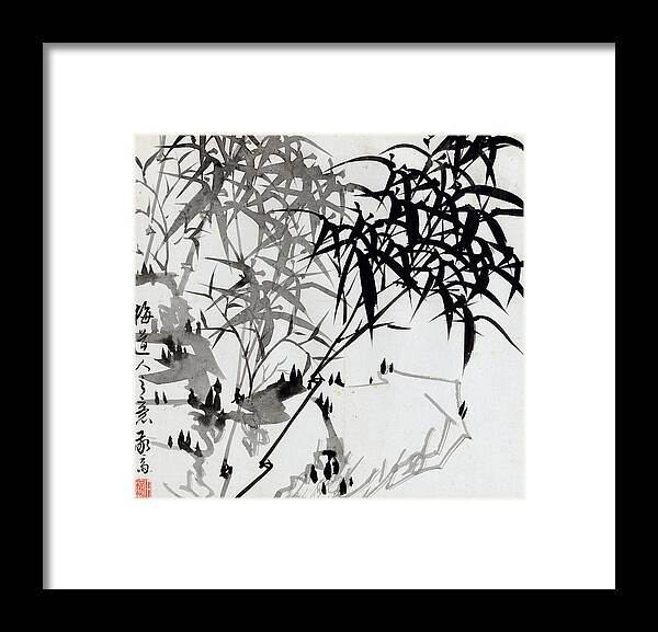 Far Framed Print featuring the painting Leaf F by Rang Tian