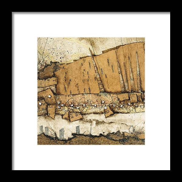  Abstract Structural Landscape Framed Print featuring the mixed media Leaning towards tomorrow by Laura Lein-Svencner