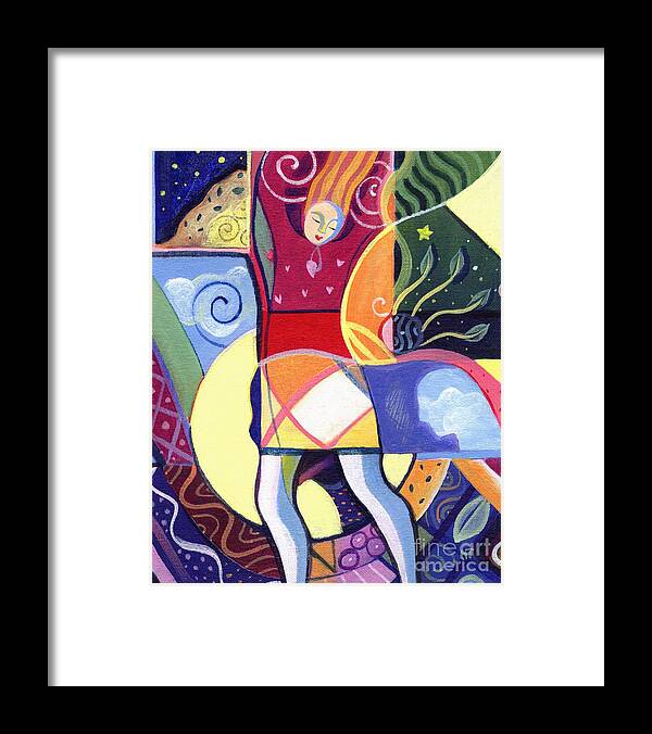 Woman Framed Print featuring the painting Leaping and Bouncing by Helena Tiainen