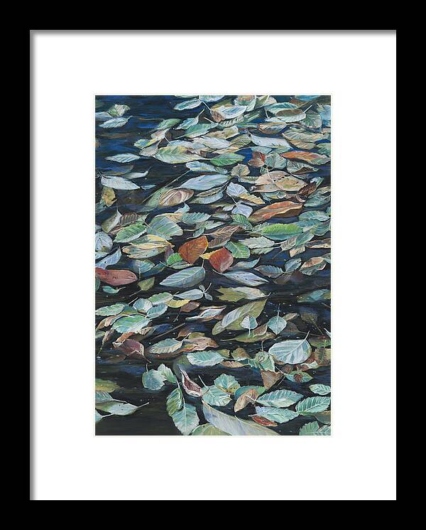 Birdseye Art Studio Framed Print featuring the painting Leaves on Pond by Nick Payne