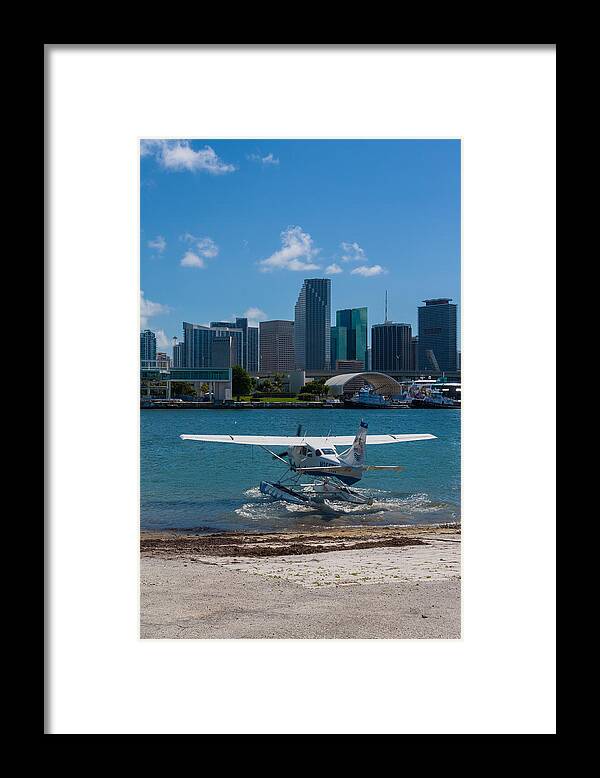 Airplane Framed Print featuring the photograph Leaving Miami Seaplane Base by Ed Gleichman