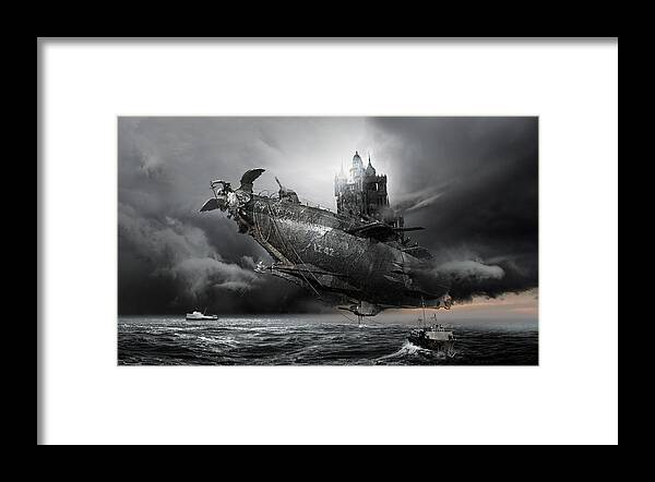 Graf Zeppelin Lz Dirigible Framed Print featuring the digital art Led Zeppelin Excelsior by George Grie