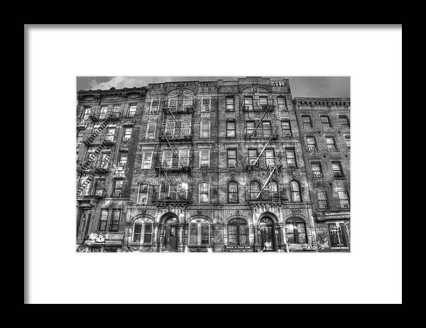 Led Zeppelin Framed Print featuring the photograph Led Zeppelin Physical Graffiti Building in Black and White by Randy Aveille
