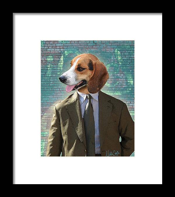Legal Framed Print featuring the digital art Legal Beagle by Nikki Smith