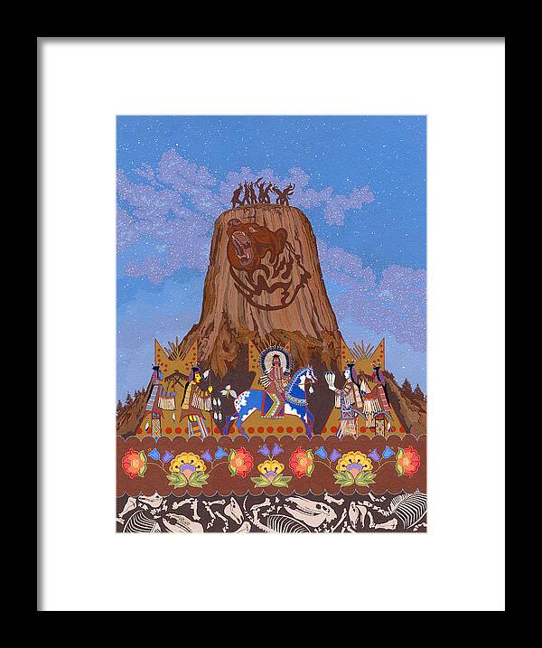 America Framed Print featuring the painting Legend of Bear's Tipi by Chholing Taha