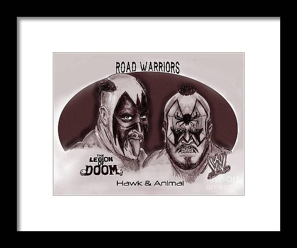 Road Warriors Framed Print featuring the drawing Legion of Doom- The Road Warriors by Chris DelVecchio