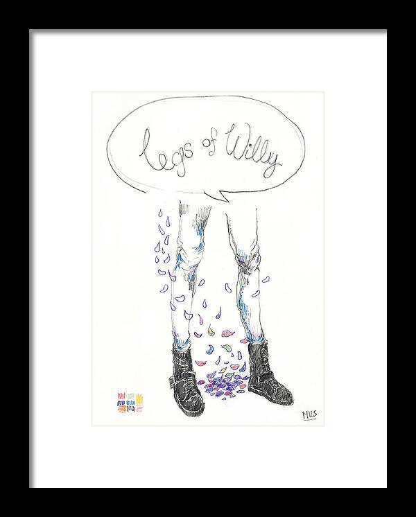Drawing Framed Print featuring the drawing Legs of Willy by Mils Gan
