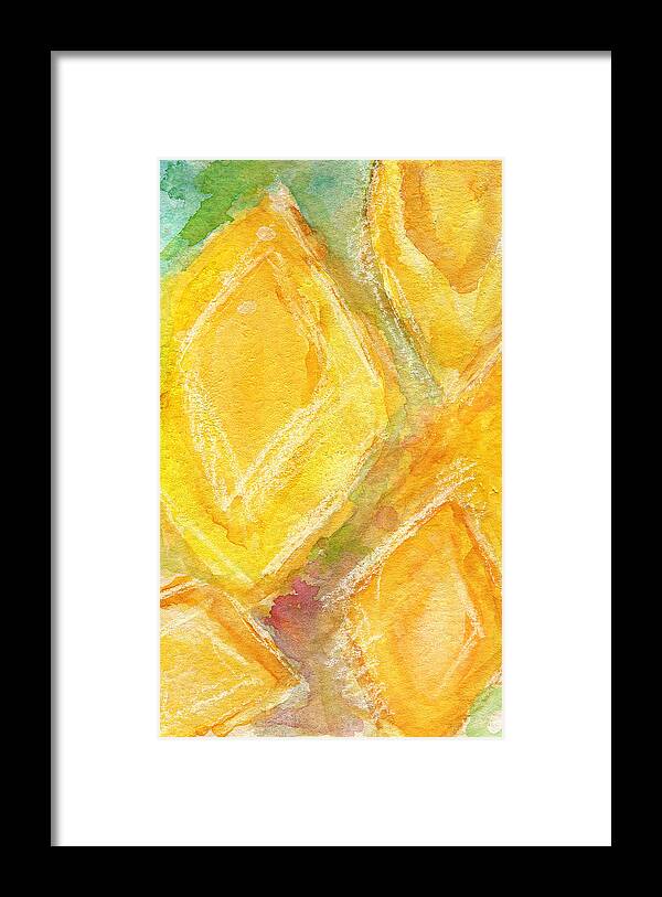 Abstract Painting Framed Print featuring the painting Lemon Drops by Linda Woods