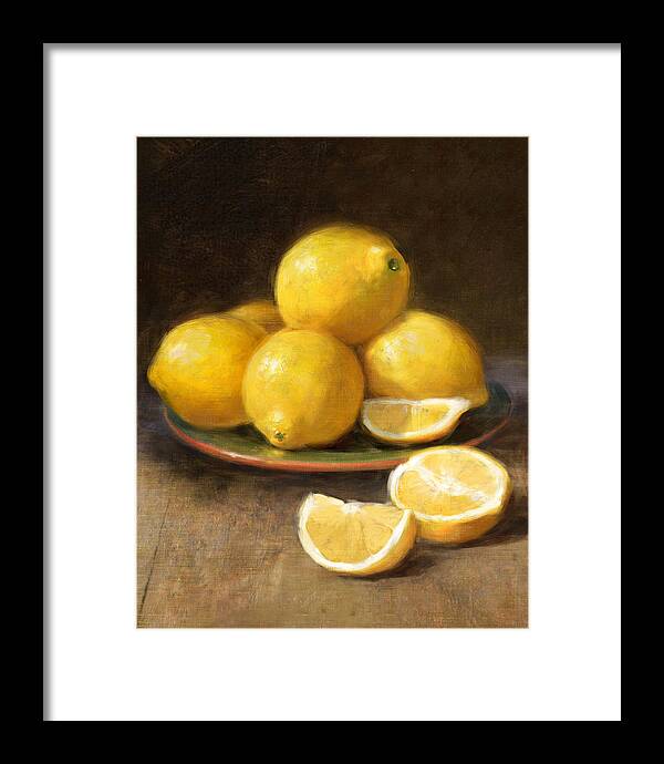 Lemons Framed Print featuring the painting Lemons by Robert Papp