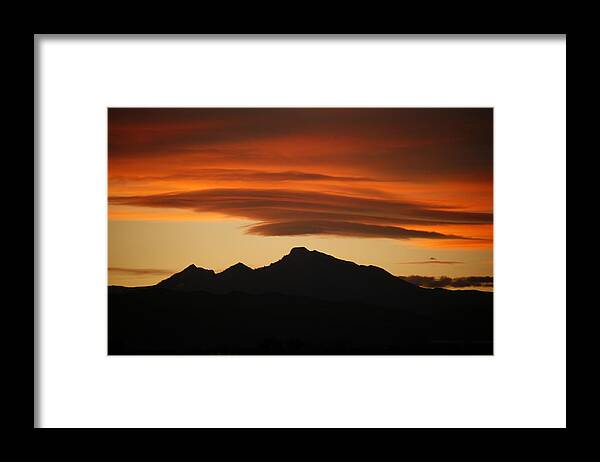 Lenticular Framed Print featuring the photograph Lenticular Clouds Over Longs Peak by Marilyn Hunt