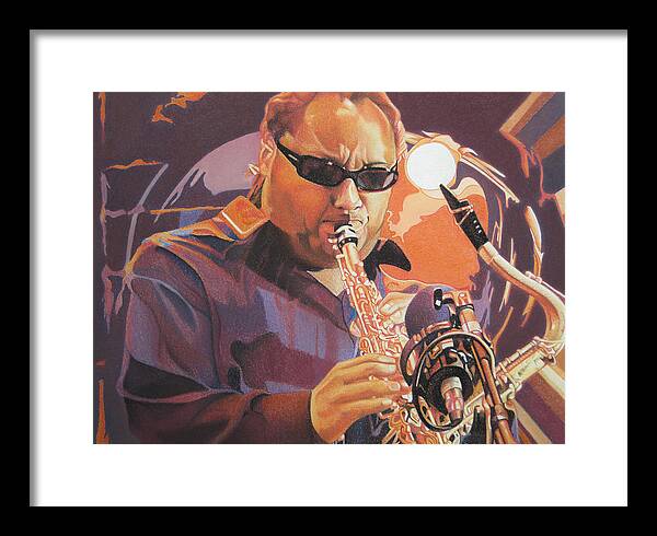 Leroi Moore Framed Print featuring the drawing Leroi Moore Purple and Orange by Joshua Morton