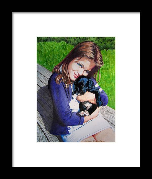 Girl Framed Print featuring the mixed media Leslie and Sergeant by Constance Drescher