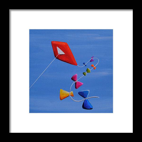 Sky Framed Print featuring the painting Let's Go Fly A Kite by Cindy Thornton