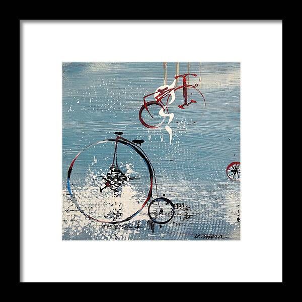 Bicycle Framed Print featuring the painting Let's Ride II by Vivian Mora