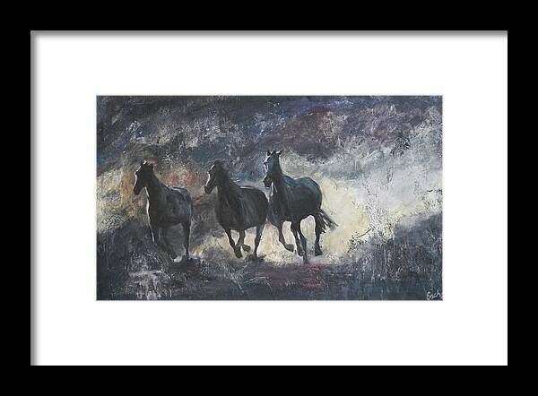 Horses Framed Print featuring the painting Liberta by Escha Van den bogerd