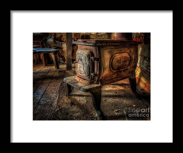 Stove Framed Print featuring the photograph Liberty Wood Stove by Lois Bryan