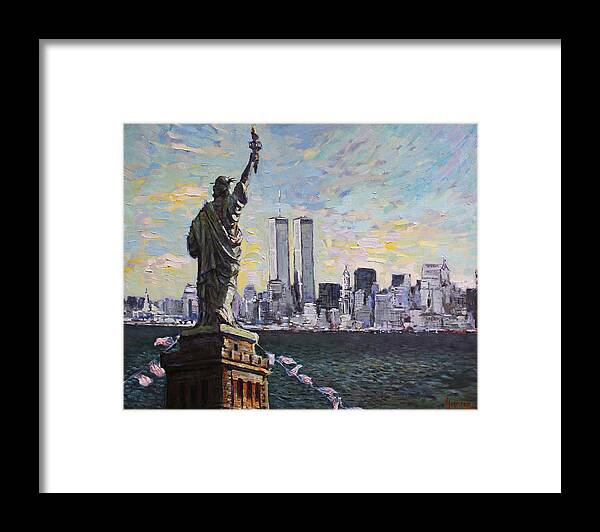 New York City Framed Print featuring the painting Liberty by Ylli Haruni